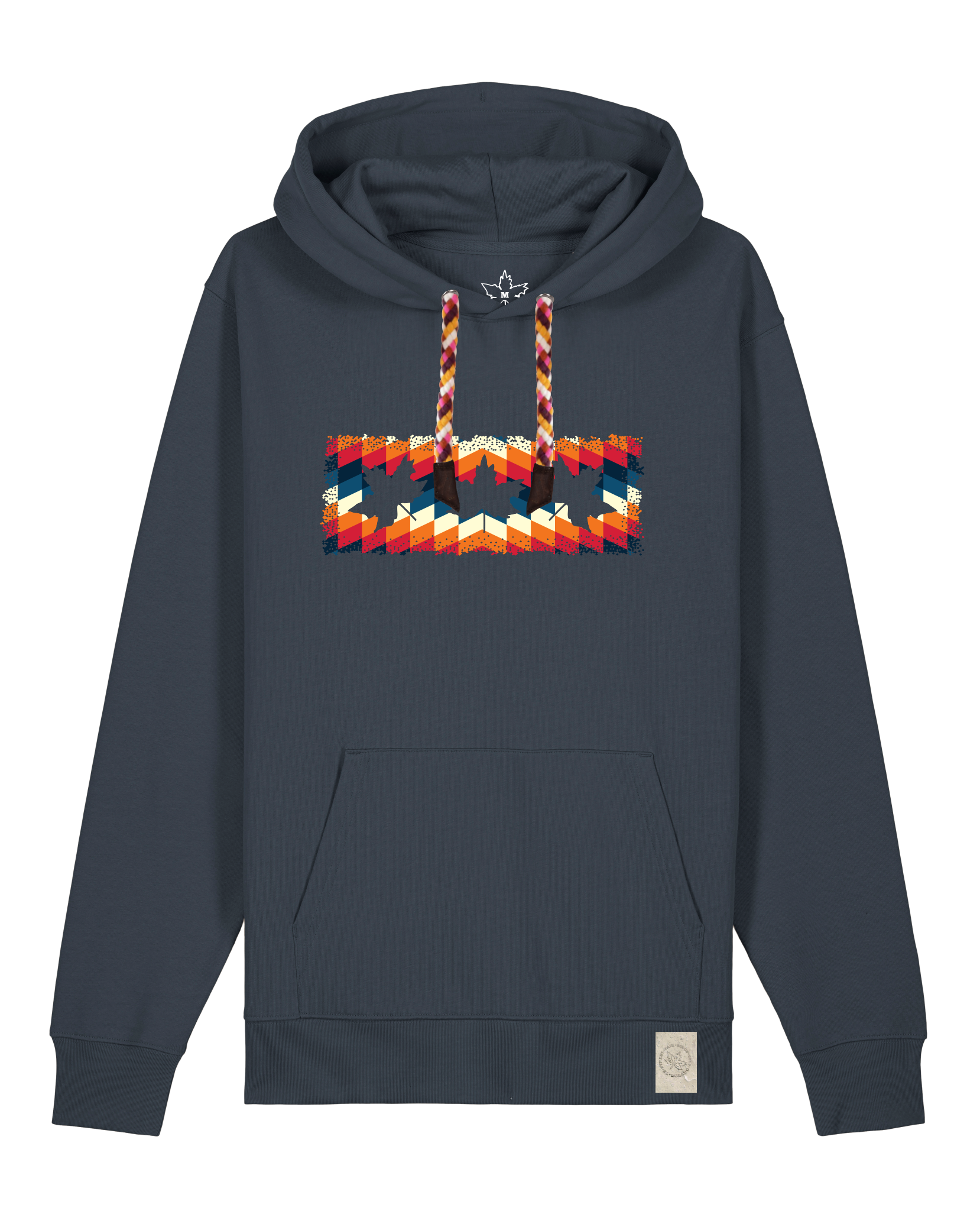 bio-unisex-medium fit-hoodie-t(h)ree leafes drift 4-stsu177-blaubeernacht-rote kordel-front