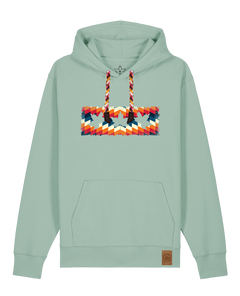 bio-unisex-medium fit-hoodie-t(h)ree leafes drift 4-stsu177-eukalyptus-rote kordel-front