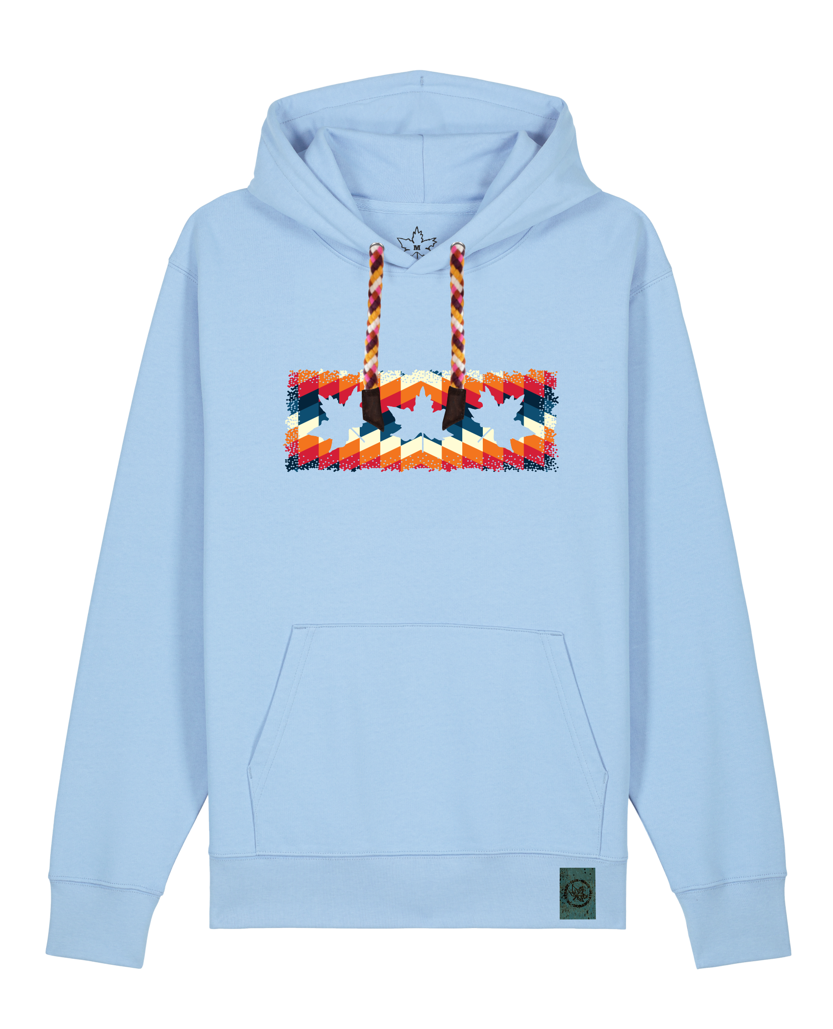 bio-unisex-medium fit-hoodie-t(h)ree leafes drift 4-stsu177-lagune-rote kordel-front