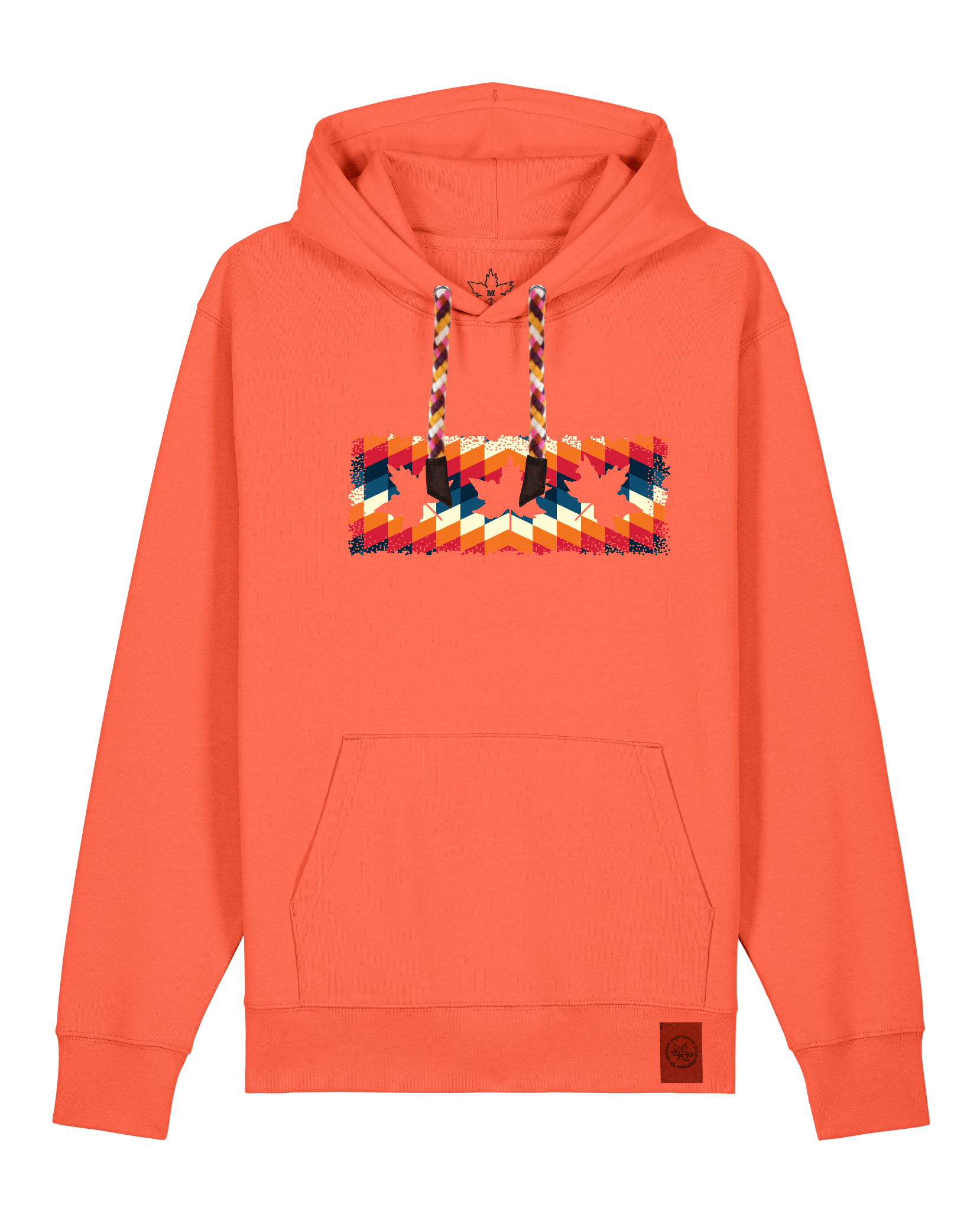 bio-unisex-medium fit-hoodie-t(h)ree leafes drift 4-stsu177-mandarine-rote kordel-front