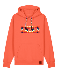 bio-unisex-medium fit-hoodie-t(h)ree leafes drift 4-stsu177-mandarine-rote kordel-front