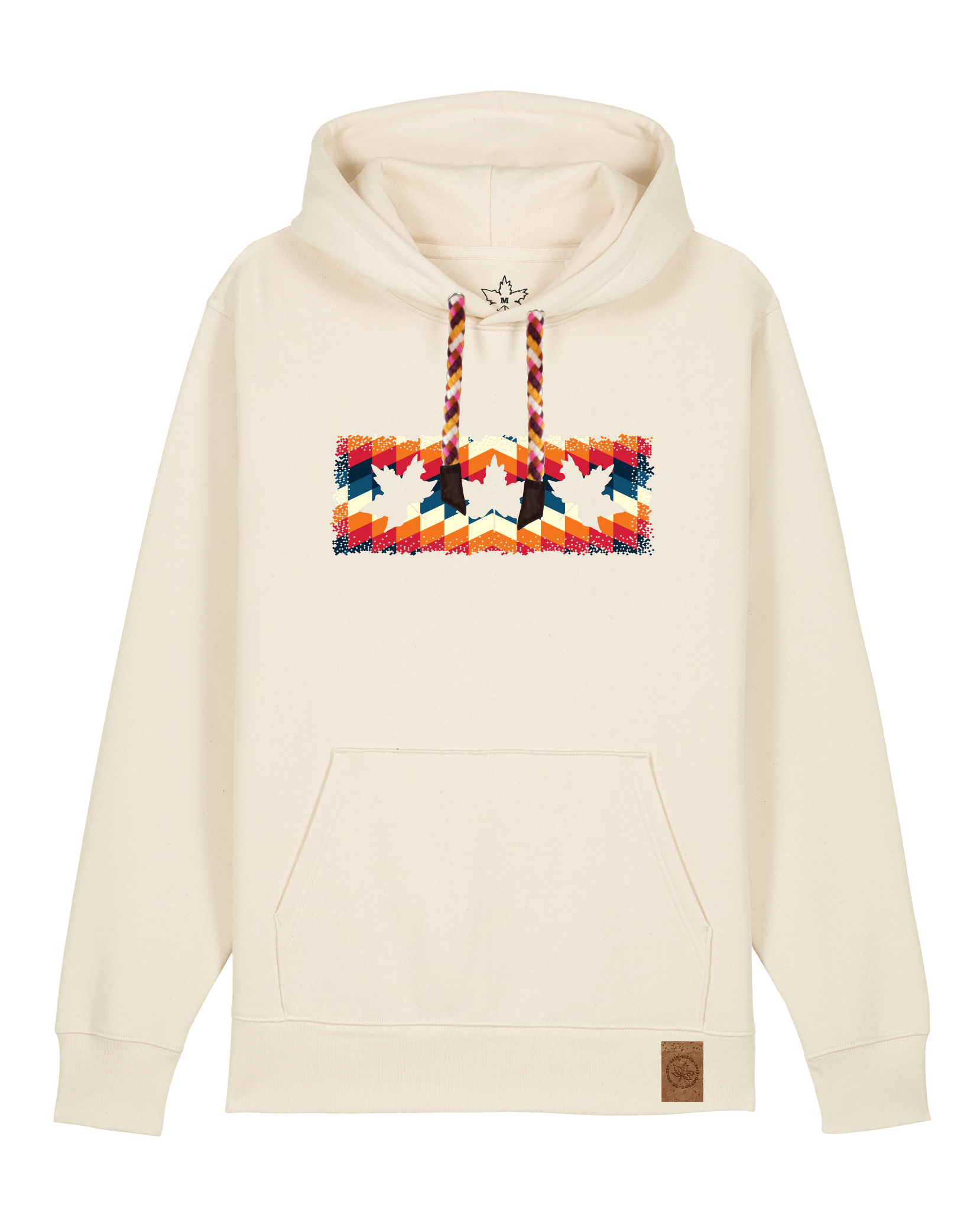 bio-unisex-medium fit-hoodie-t(h)ree leafes drift 4-stsu177-natur-rote kordel-front