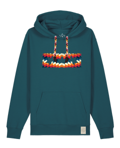 bio-unisex-medium fit-hoodie-t(h)ree leafes drift 4-stsu177-nordmanntanne-rote kordel-front