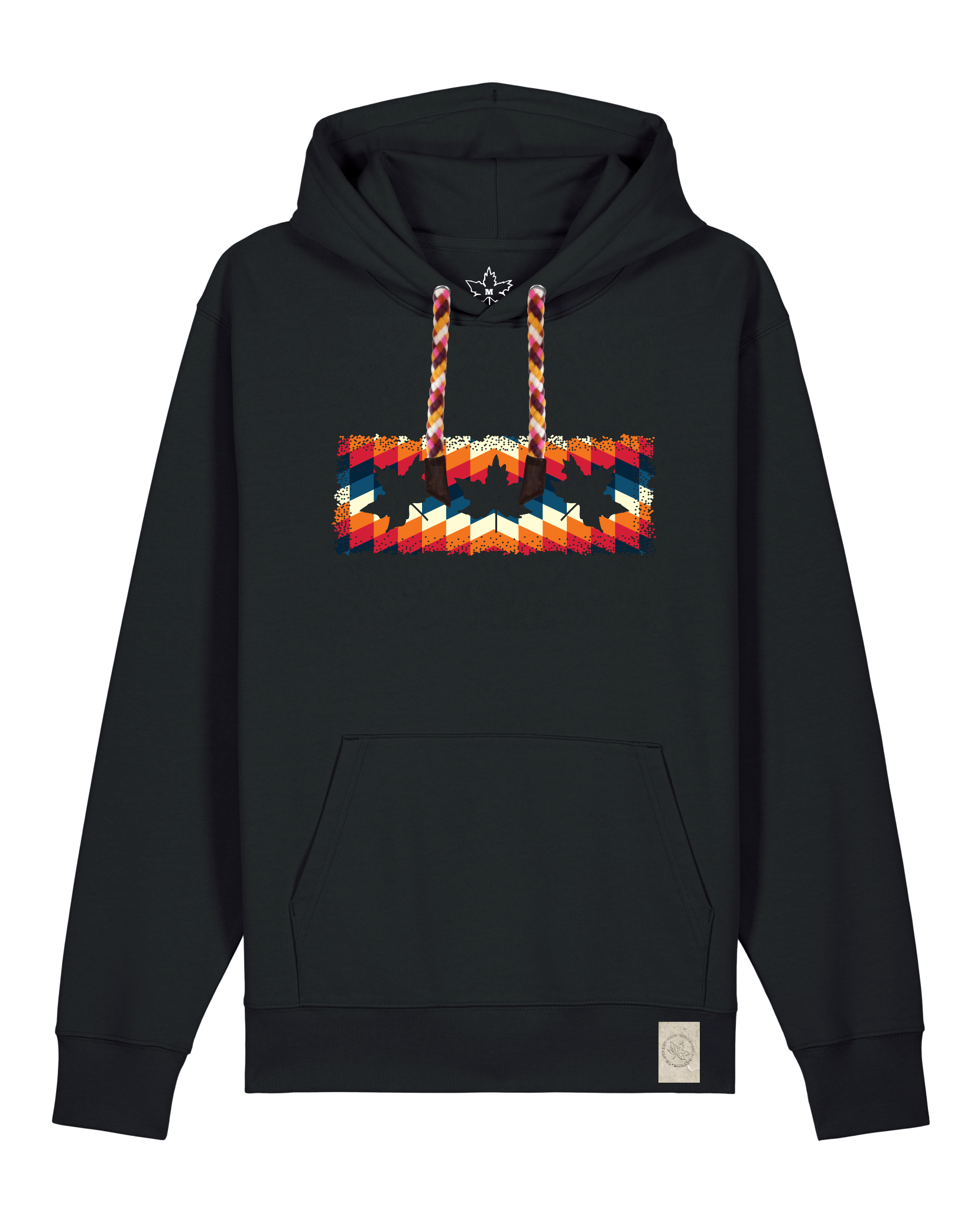 bio-unisex-medium fit-hoodie-t(h)ree leafes drift 4-stsu177-schwarz-rote kordel-front