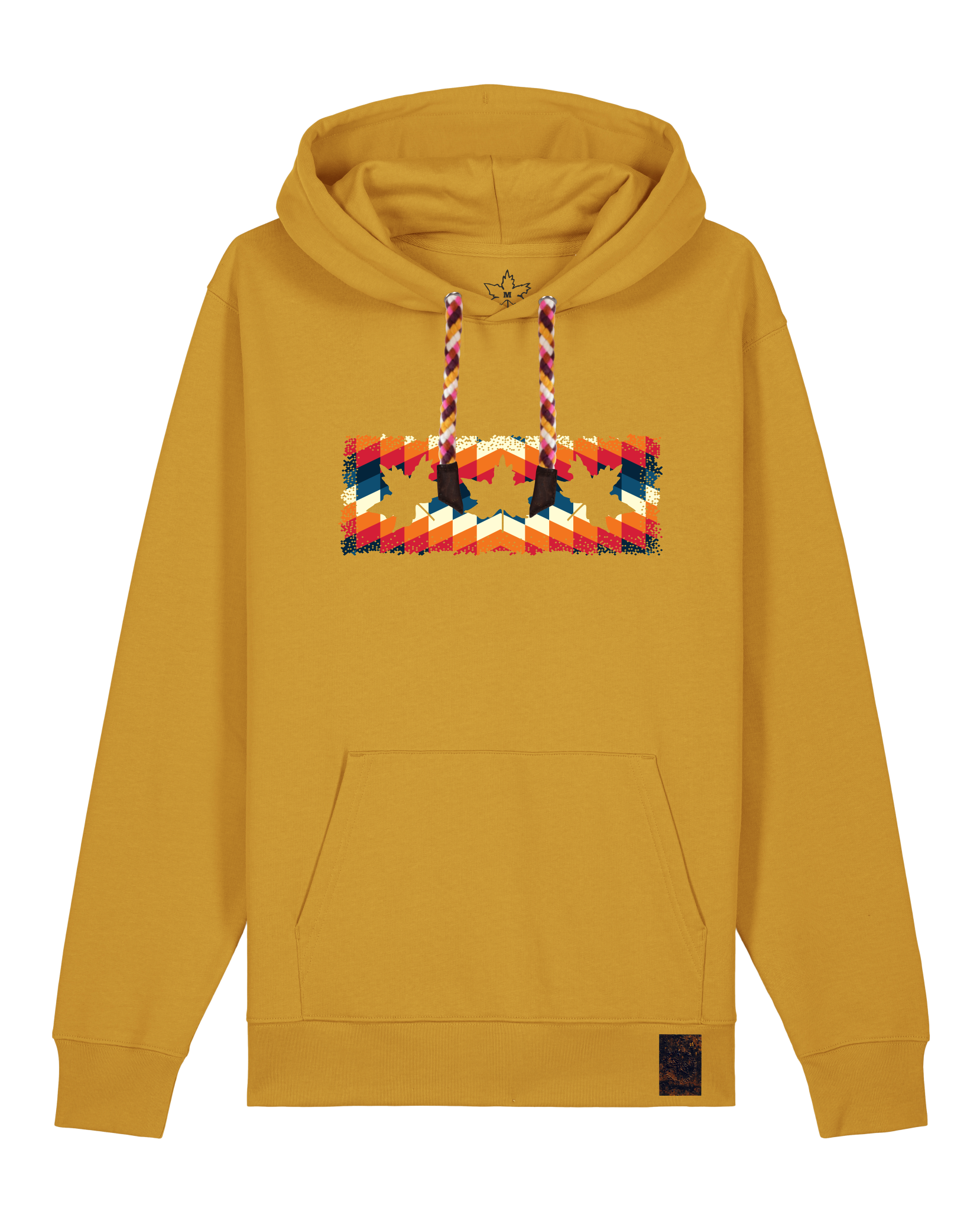 bio-unisex-medium fit-hoodie-t(h)ree leafes drift 4-stsu177-senf-rote kordel-front