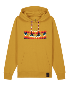 bio-unisex-medium fit-hoodie-t(h)ree leafes drift 4-stsu177-senf-rote kordel-front