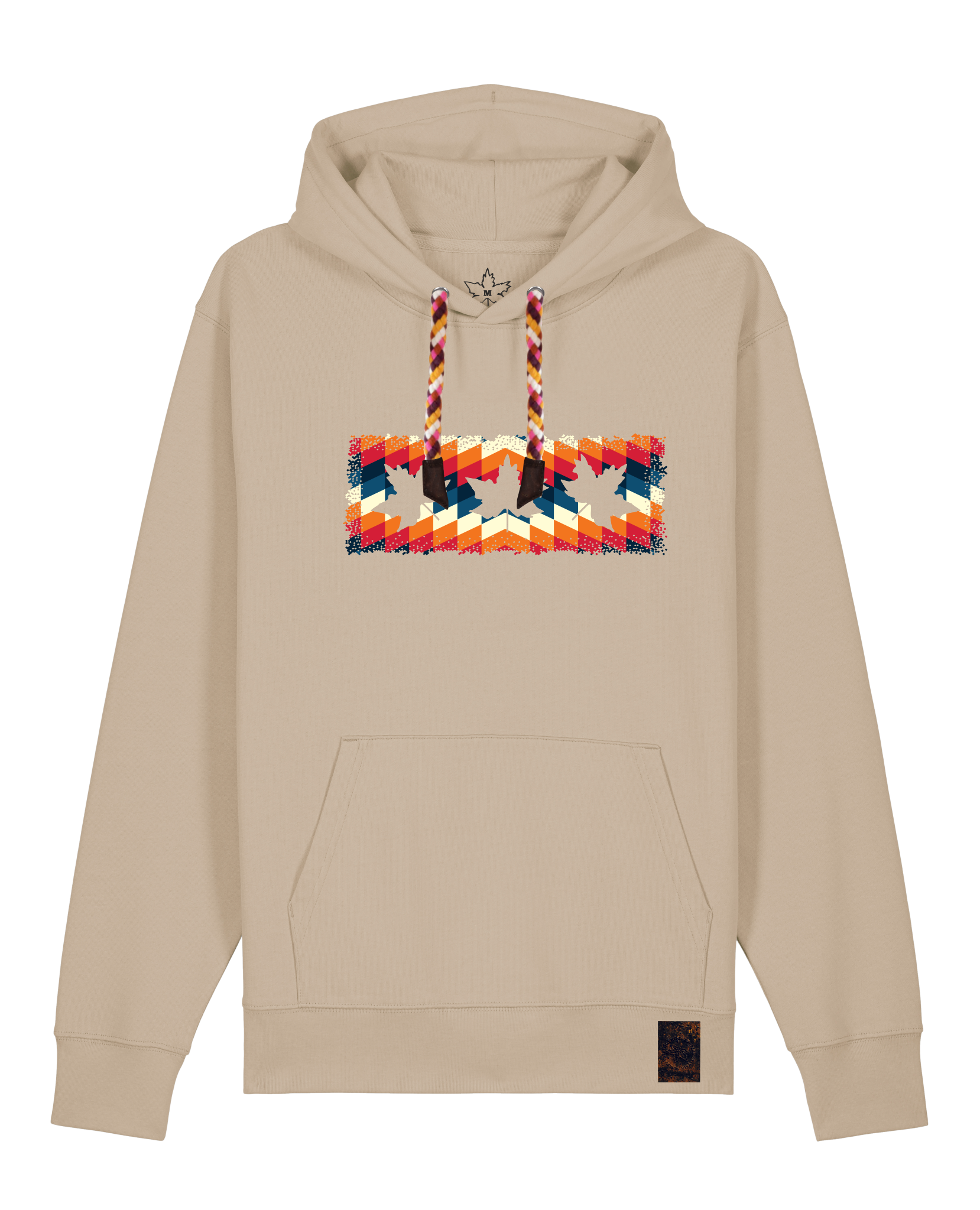 bio-unisex-medium fit-hoodie-t(h)ree leafes drift 4-stsu177-treibsand-rote kordel-front