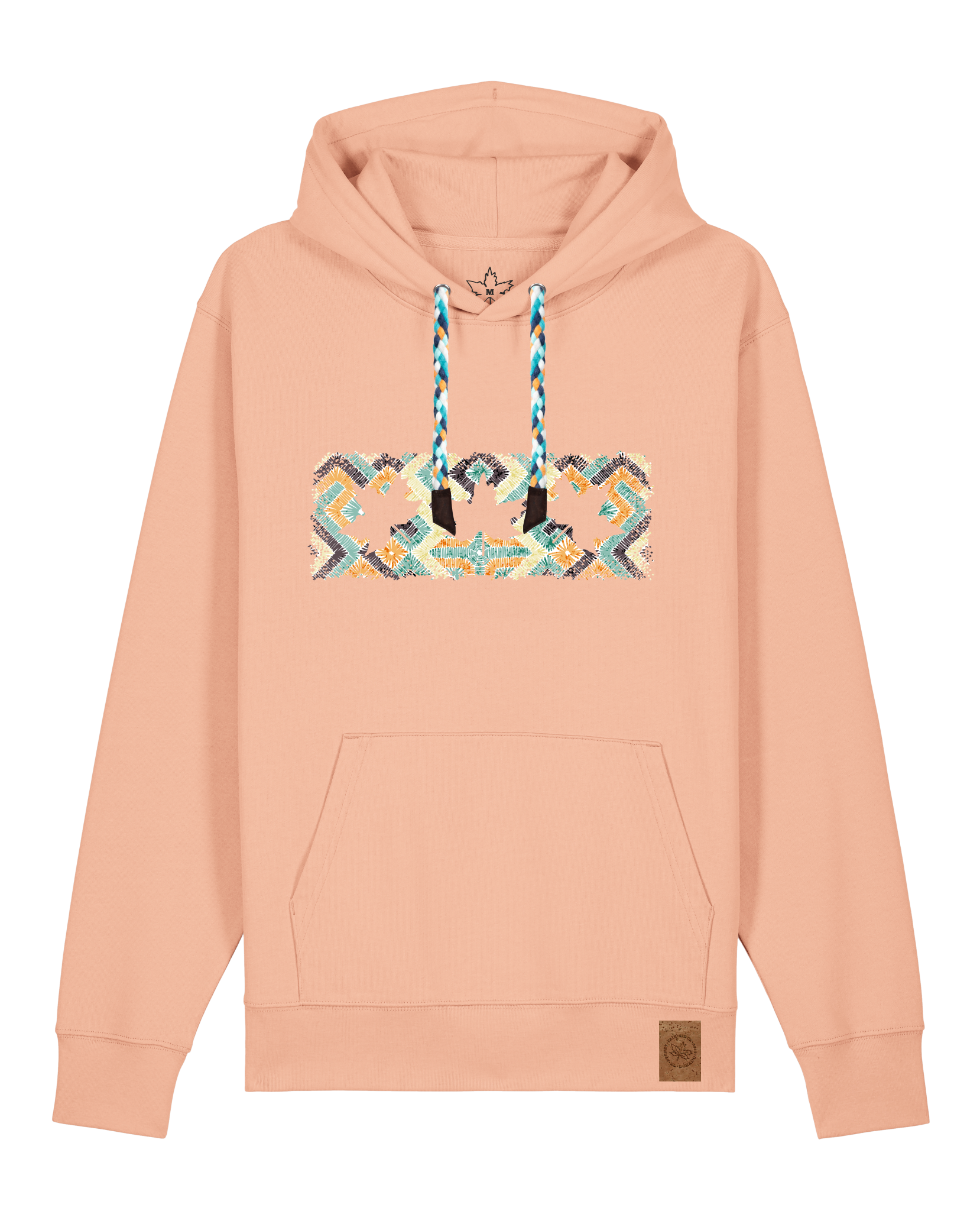 bio-unisex-medium fit-hoodie-t(h)ree leafes drift 5-stsu177-agyptische keramik-blaue kordel-front