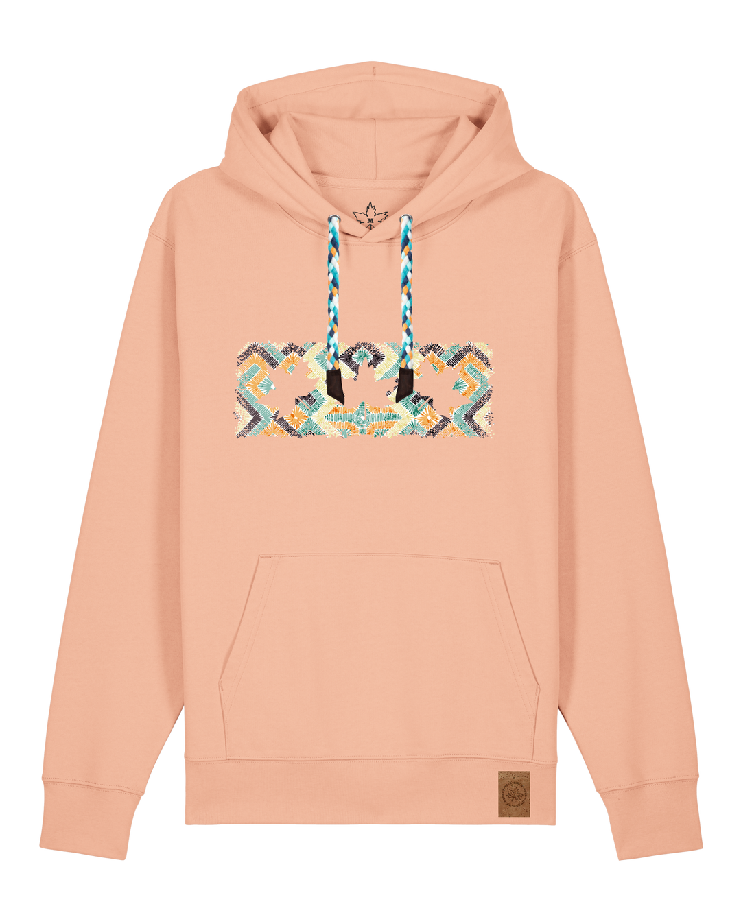 bio-unisex-medium fit-hoodie-t(h)ree leafes drift 5-stsu177-agyptische keramik-blaue kordel-front