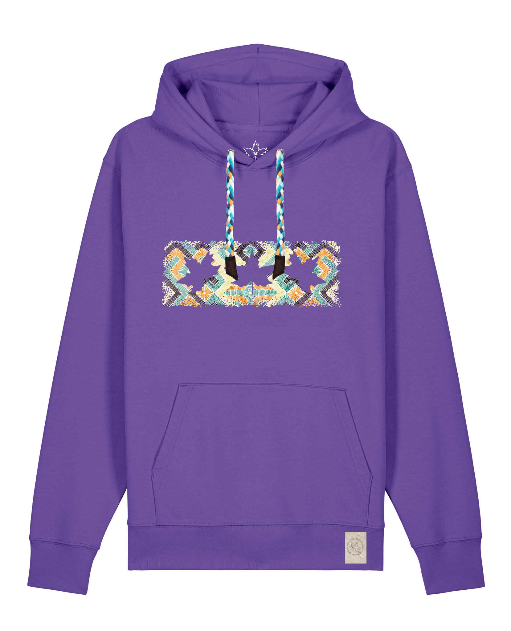 bio-unisex-medium fit-hoodie-t(h)ree leafes drift 5-stsu177-blaukraut-blaue kordel-front