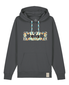 bio-unisex-medium fit-hoodie-t(h)ree leafes drift 5-stsu177-eisen-blaue kordel-front