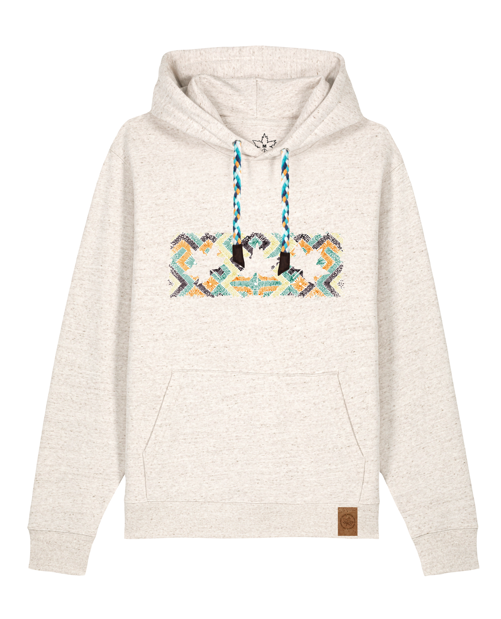 bio-unisex-medium fit-hoodie-t(h)ree leafes drift 5-stsu177-elbsandstein-blaue kordel-front