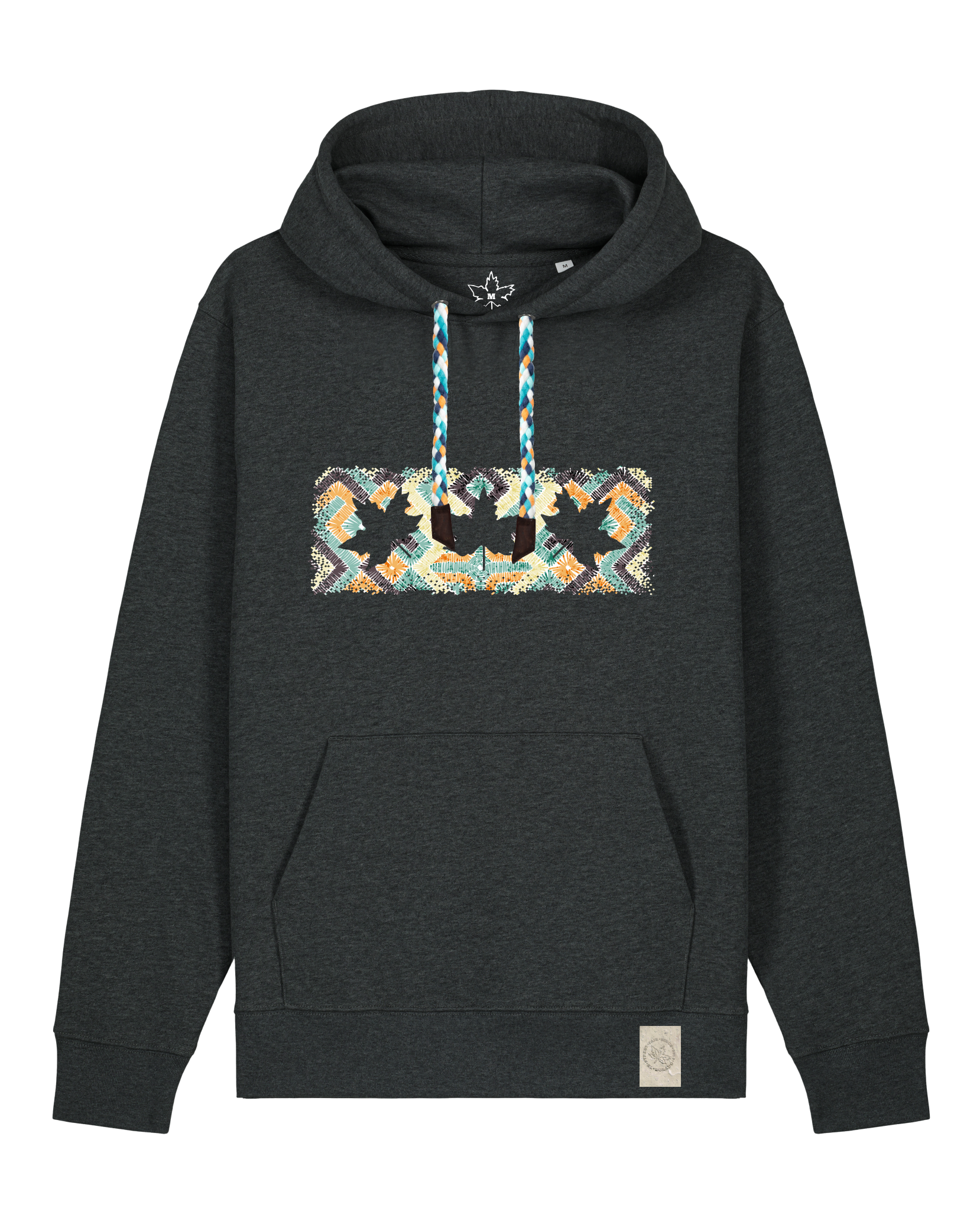 bio-unisex-medium fit-hoodie-t(h)ree leafes drift 5-stsu177-elephant-blaue kordel-front