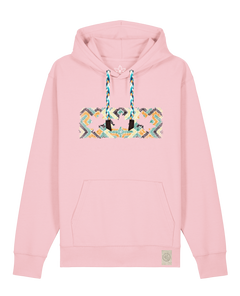 bio-unisex-medium fit-hoodie-t(h)ree leafes drift 5-stsu177-flamingo-blaue kordel-front