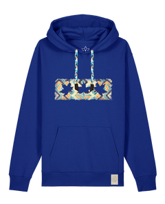 bio-unisex-medium fit-hoodie-t(h)ree leafes drift 5-stsu177-kornblume-blaue kordel-front