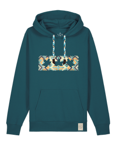 bio-unisex-medium fit-hoodie-t(h)ree leafes drift 5-stsu177-nordmanntanne-blaue kordel-front