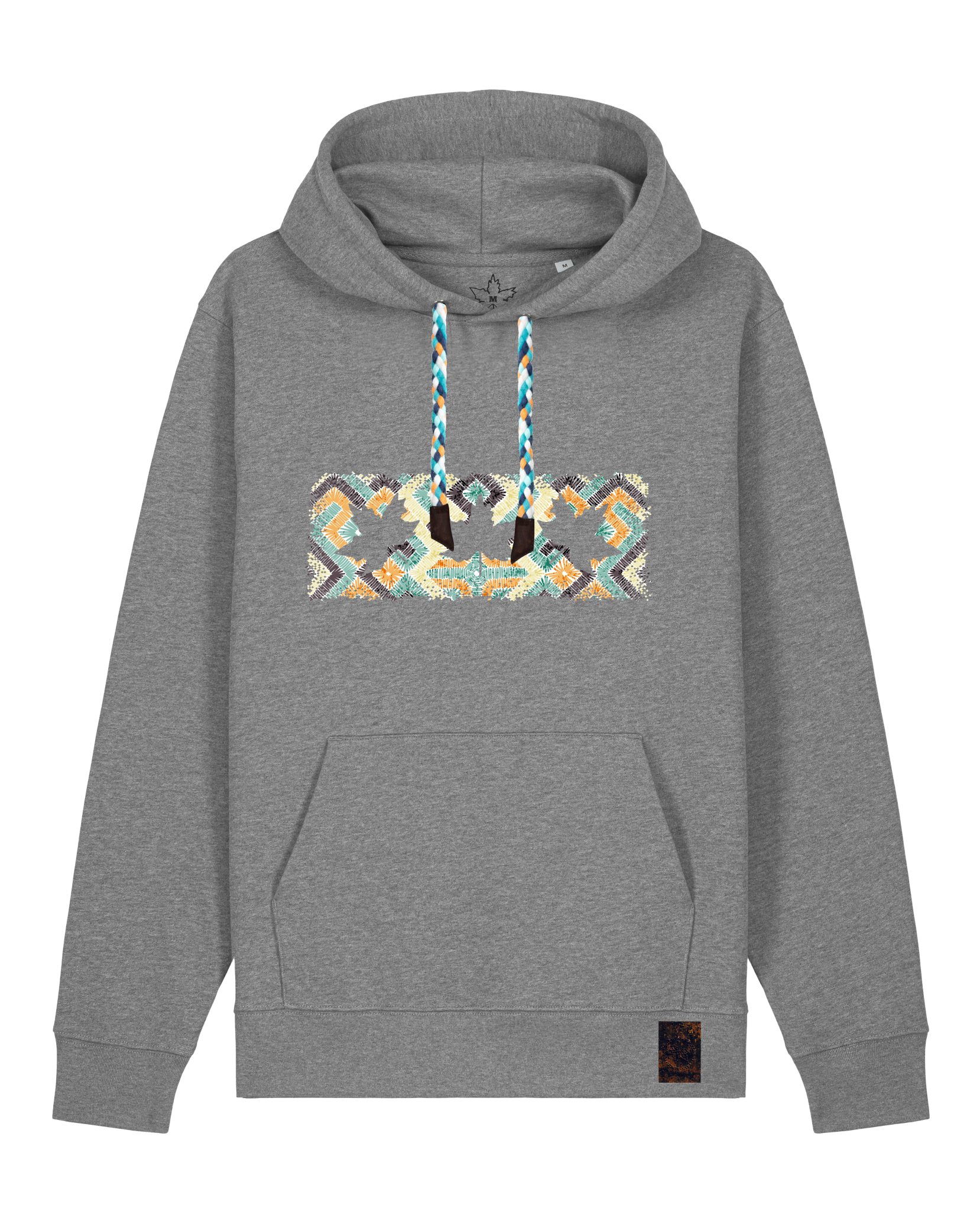 bio-unisex-medium fit-hoodie-t(h)ree leafes drift 5-stsu177-opossum-blaue kordel-front