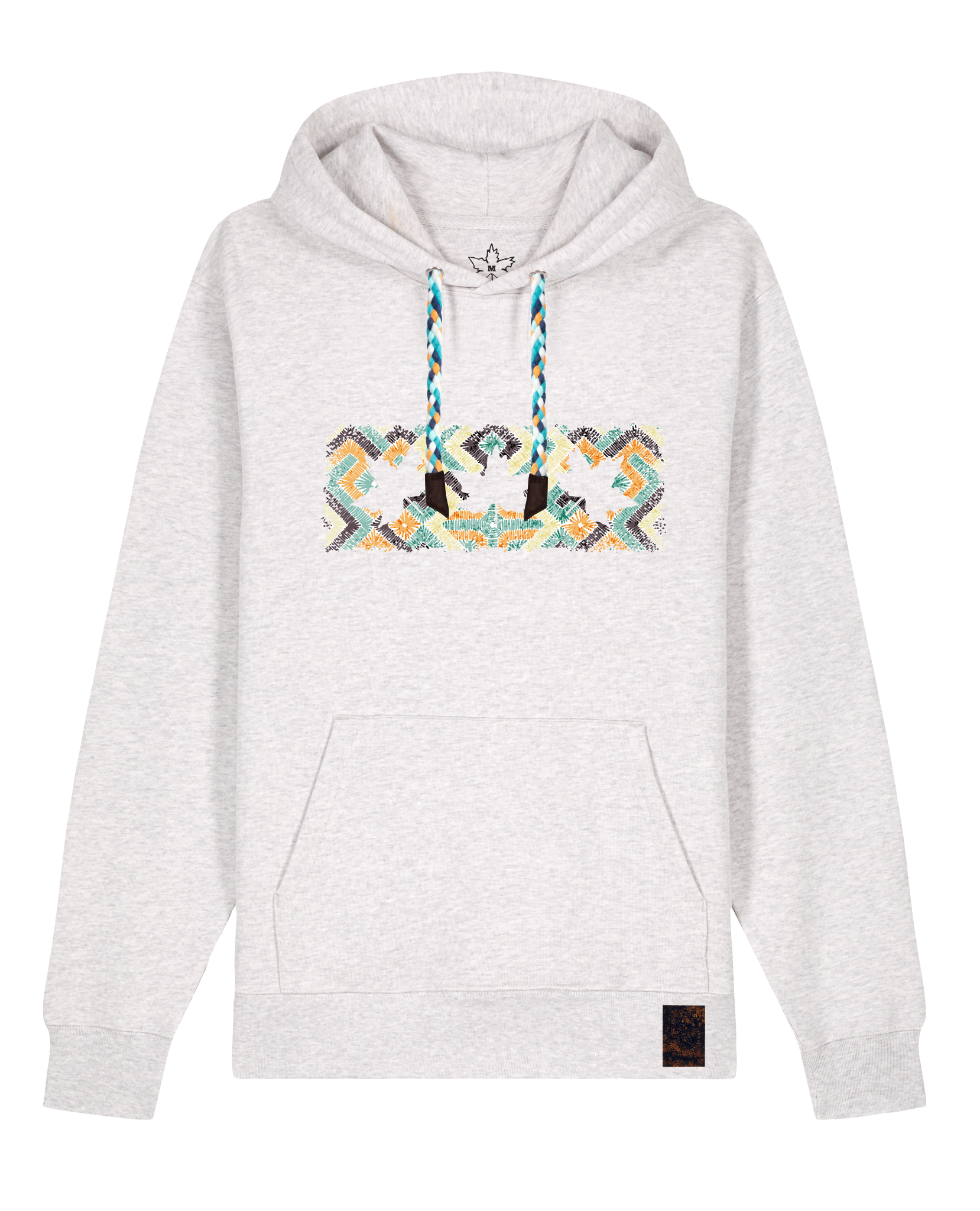 bio-unisex-medium fit-hoodie-t(h)ree leafes drift 5-stsu177-rennmaus-blaue kordel-front