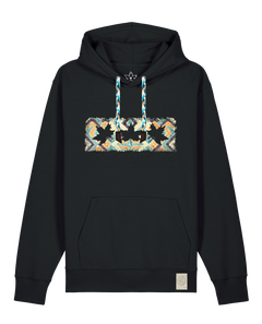 bio-unisex-medium fit-hoodie-t(h)ree leafes drift 5-stsu177-schwarz-blaue kordel-front