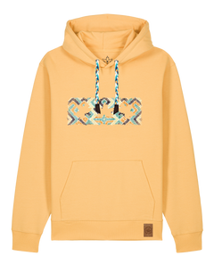 bio-unisex-medium fit-hoodie-t(h)ree leafes drift 5-stsu177-senfkorn-blaue kordel-front
