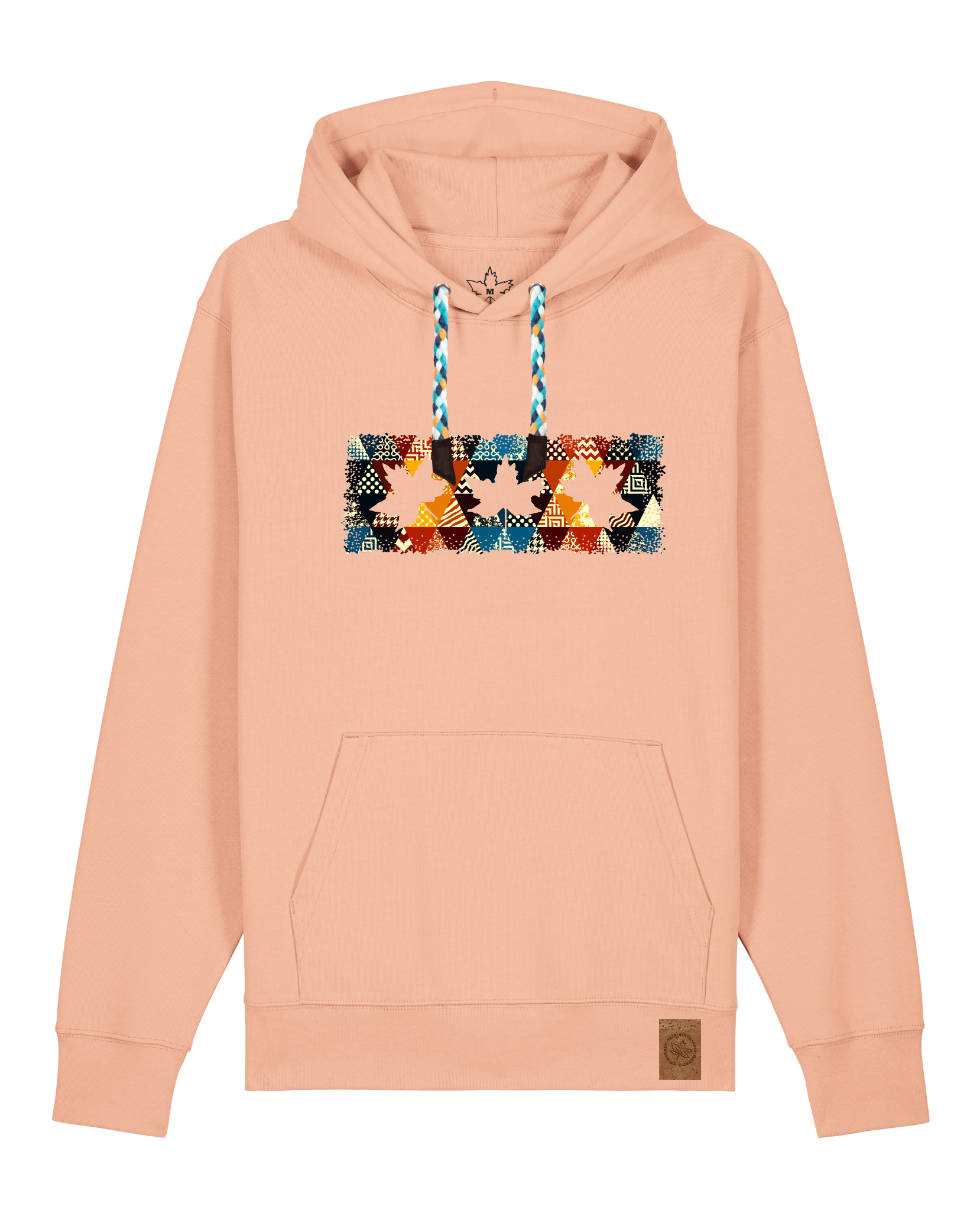 bio-unisex-medium fit-hoodie-t(h)ree leafes drift 6-stsu177-agyptische keramik-blaue kordel-front