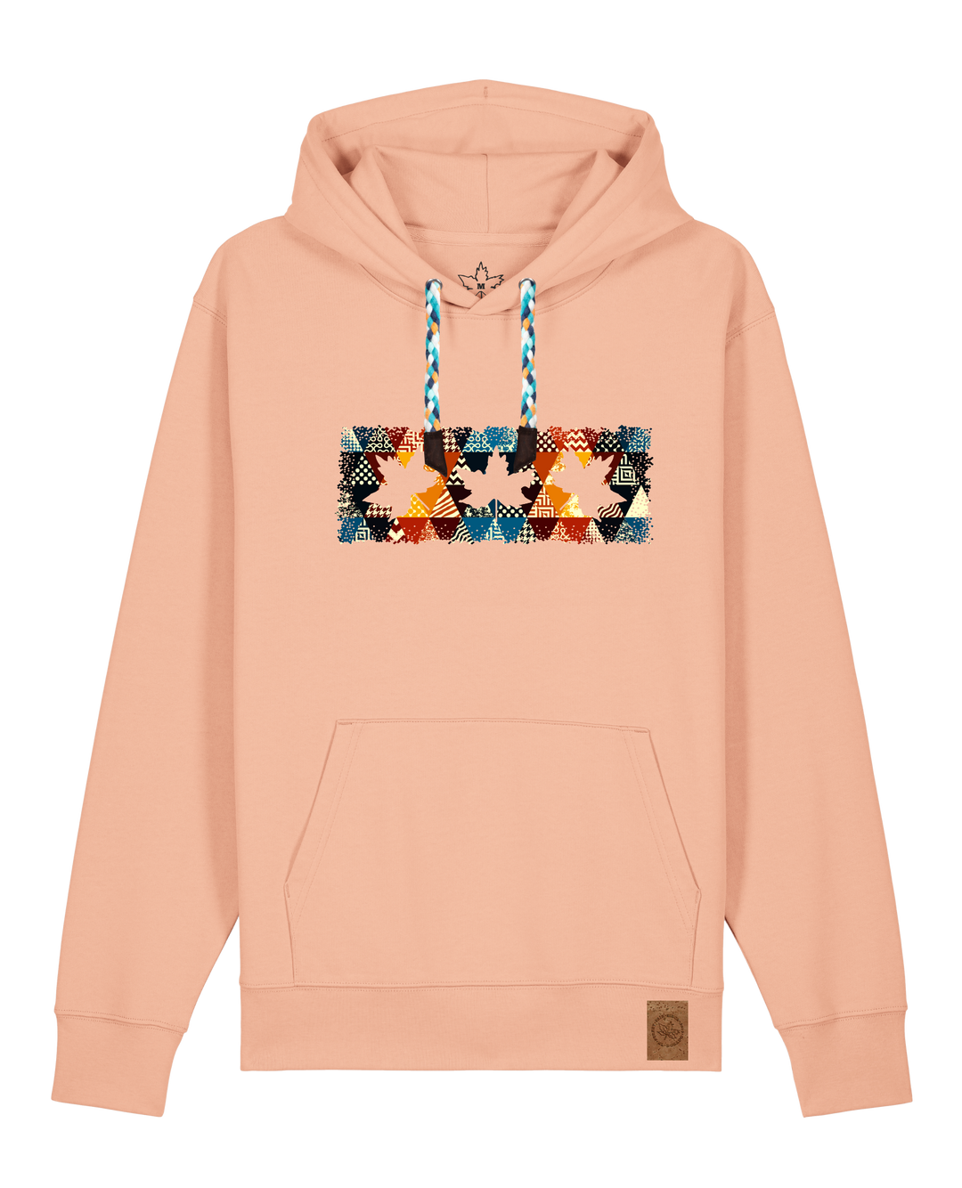 bio-unisex-medium fit-hoodie-t(h)ree leafes drift 6-stsu177-agyptische keramik-blaue kordel-front
