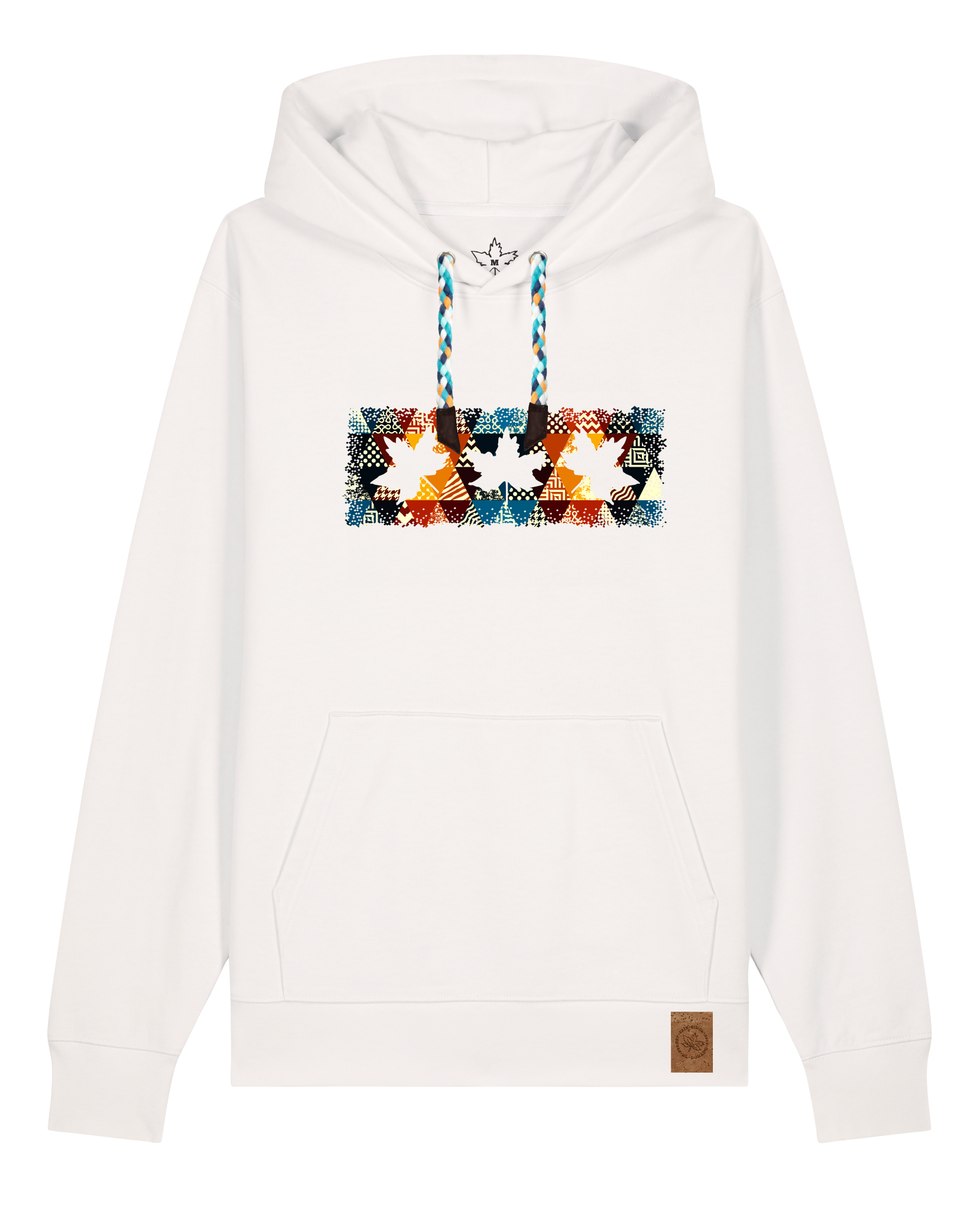 bio-unisex-medium fit-hoodie-t(h)ree leafes drift 6-stsu177-bio ei-blaue kordel-front