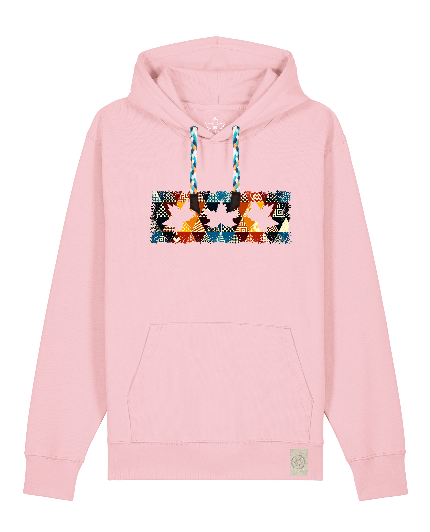 bio-unisex-medium fit-hoodie-t(h)ree leafes drift 6-stsu177-flamingo-blaue kordel-front