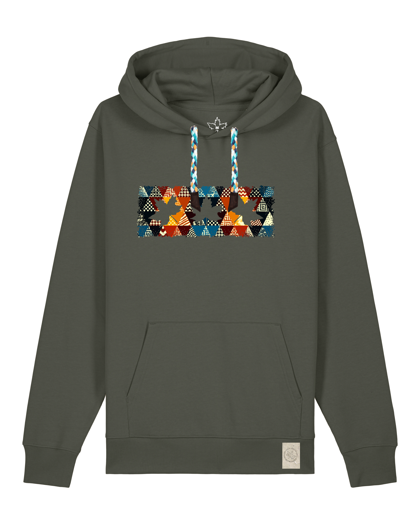 bio-unisex-medium fit-hoodie-t(h)ree leafes drift 6-stsu177-grunkohl-blaue kordel-front