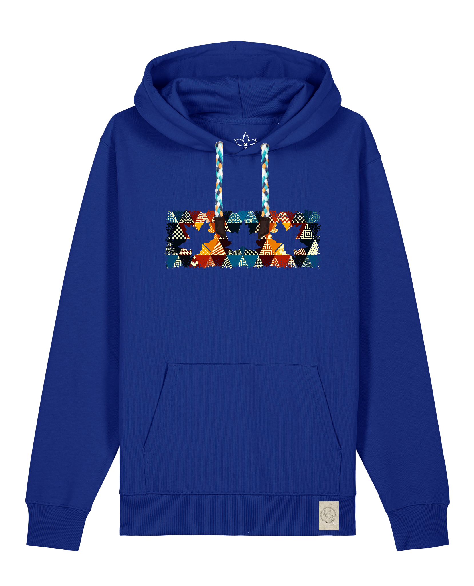 bio-unisex-medium fit-hoodie-t(h)ree leafes drift 6-stsu177-kornblume-blaue kordel-front