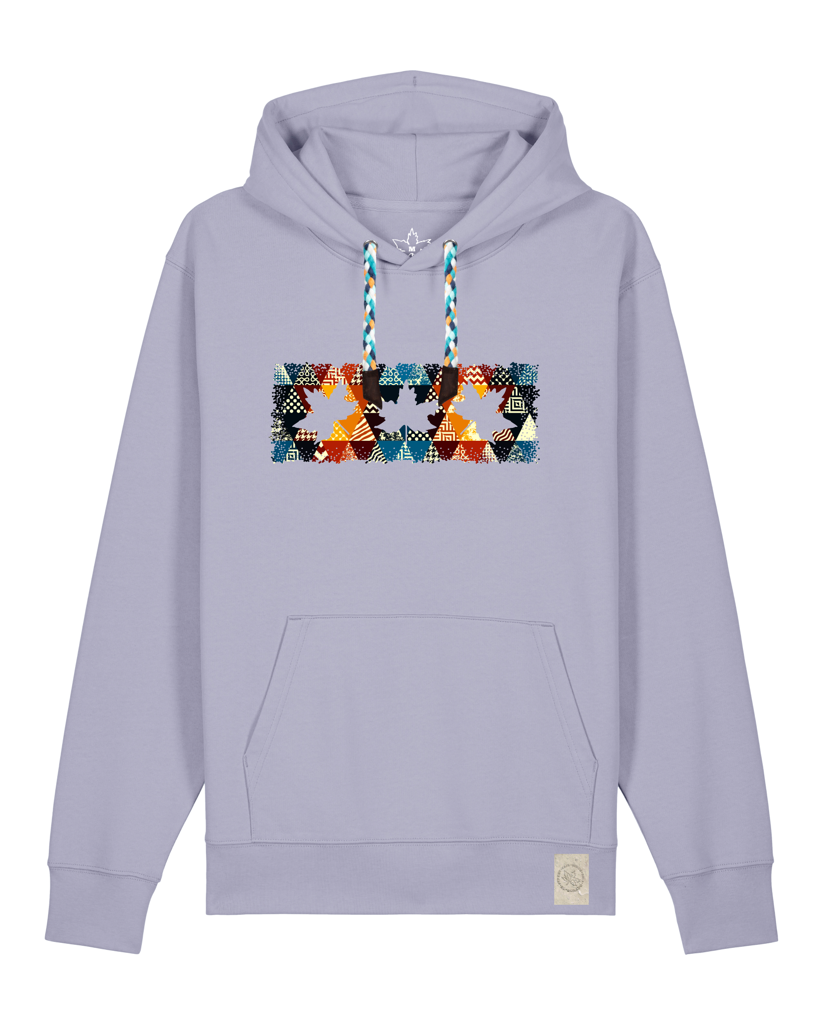bio-unisex-medium fit-hoodie-t(h)ree leafes drift 6-stsu177-lavender-blaue kordel-front