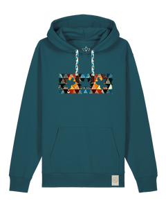 bio-unisex-medium fit-hoodie-t(h)ree leafes drift 6-stsu177-nordmanntanne-blaue kordel-front