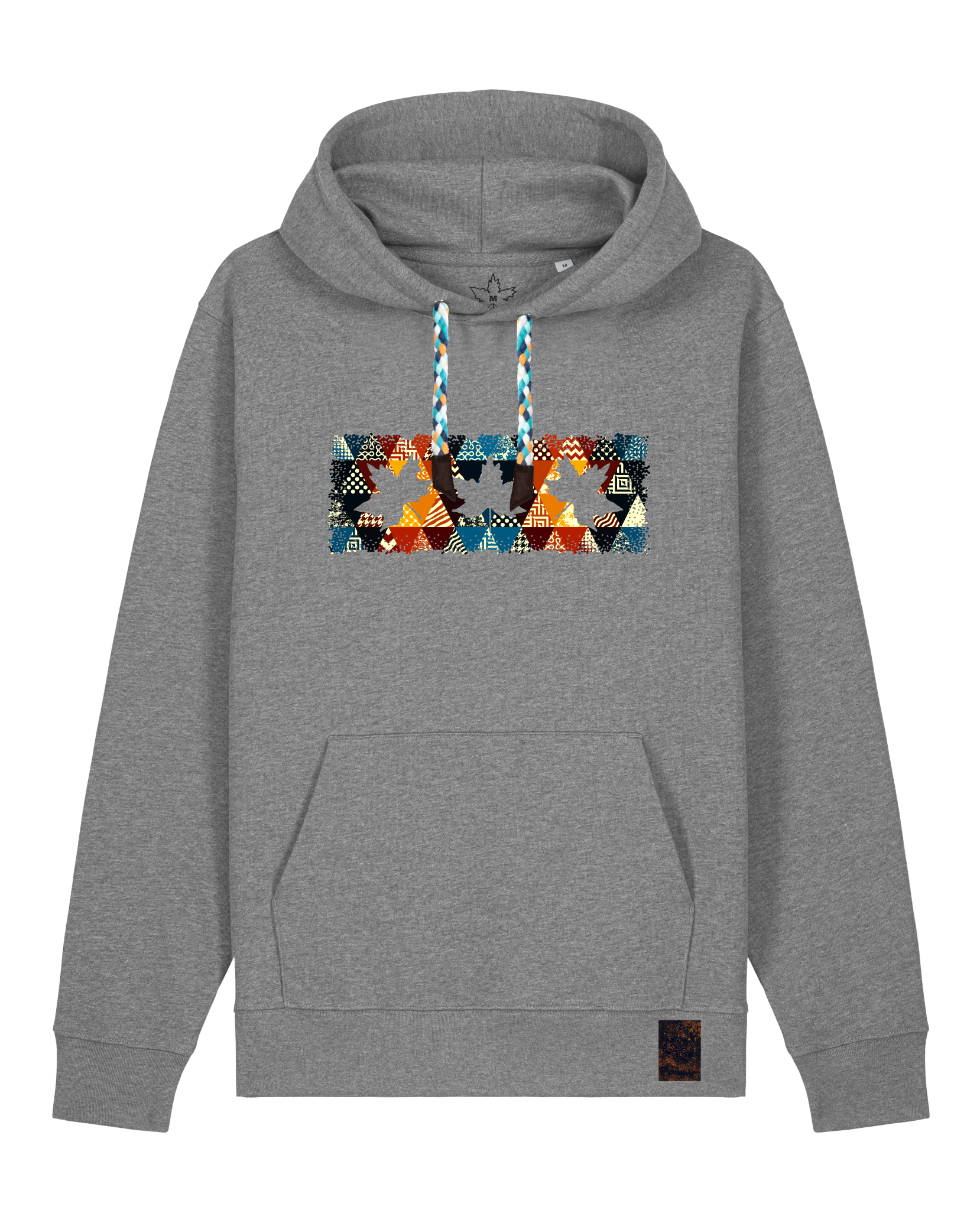 bio-unisex-medium fit-hoodie-t(h)ree leafes drift 6-stsu177-opossum-blaue kordel-front