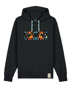 bio-unisex-medium fit-hoodie-t(h)ree leafes drift 6-stsu177-schwarz-blaue kordel-front