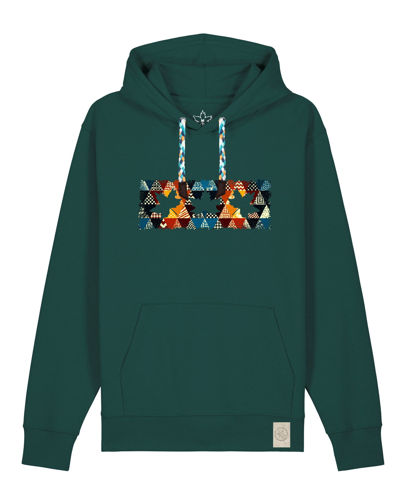 bio-unisex-medium fit-hoodie-t(h)ree leafes drift 6-stsu177-spirulina-blaue kordel-front