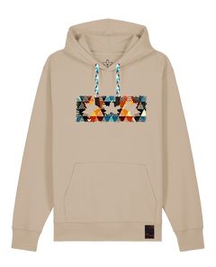 bio-unisex-medium fit-hoodie-t(h)ree leafes drift 6-stsu177-treibsand-blaue kordel-front