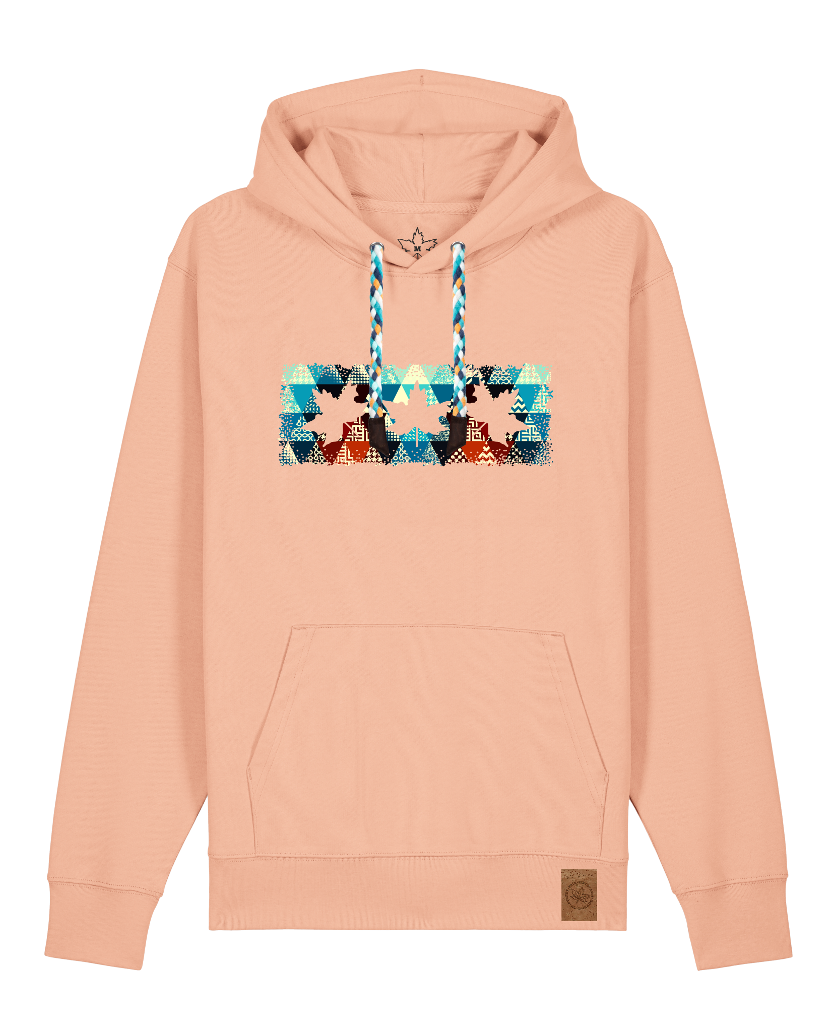 bio-unisex-medium fit-hoodie-t(h)ree leafes drift 7-stsu177-agyptische keramik-blaue kordel-front