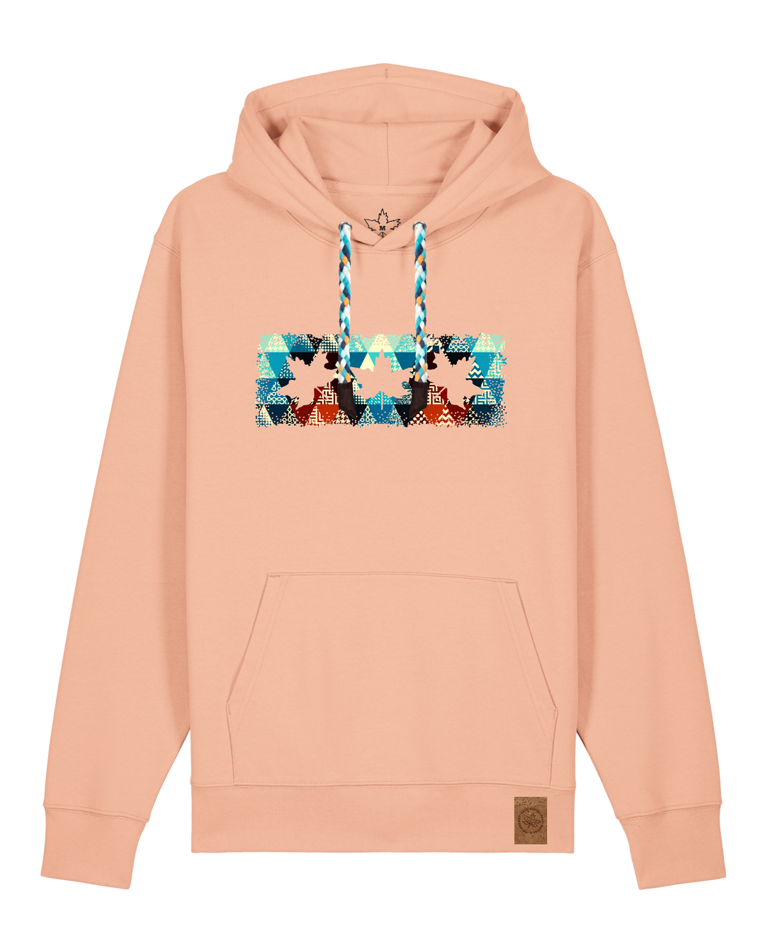 bio-unisex-medium fit-hoodie-t(h)ree leafes drift 7-stsu177-agyptische keramik-blaue kordel-front