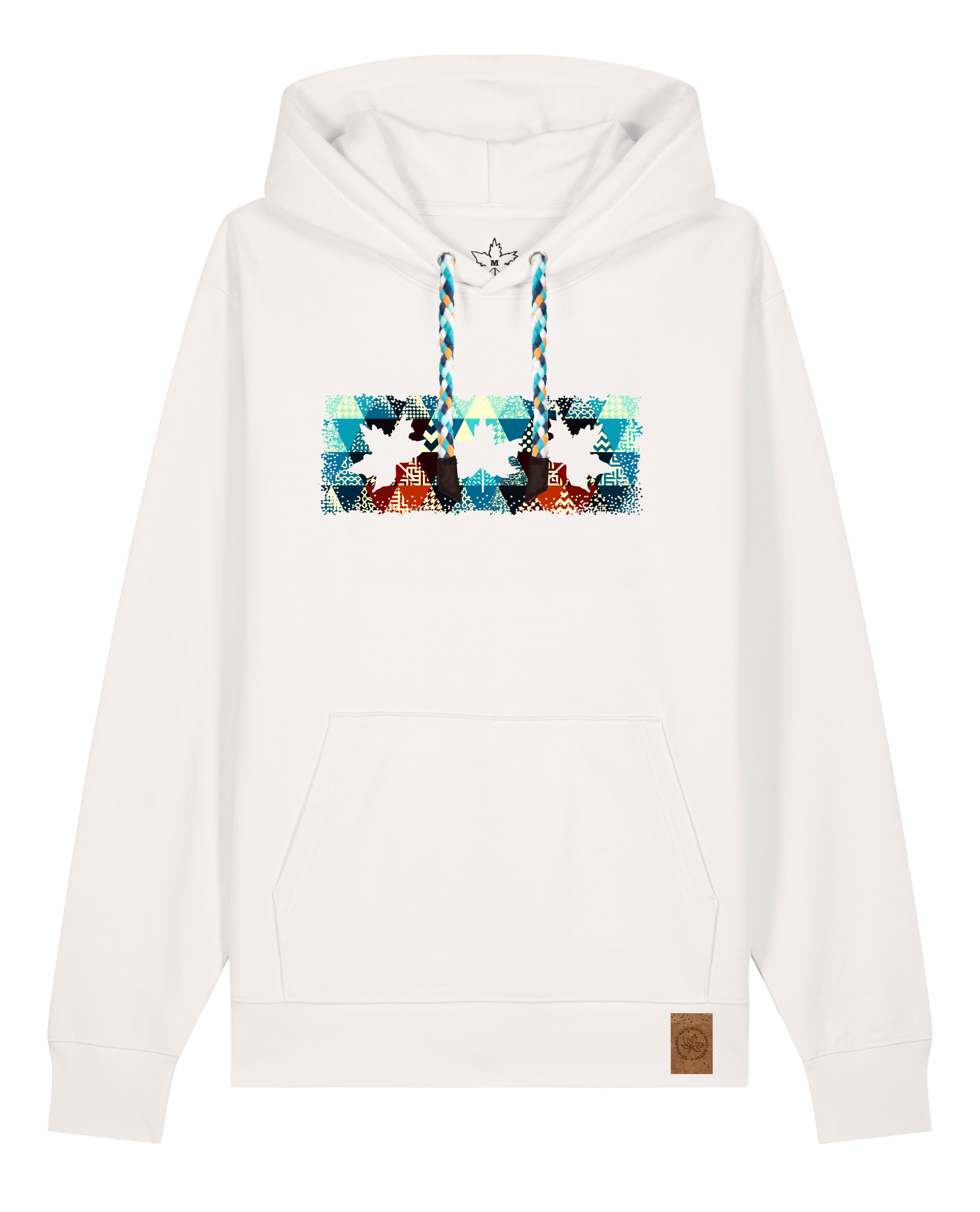 bio-unisex-medium fit-hoodie-t(h)ree leafes drift 7-stsu177-bio ei-blaue kordel-front