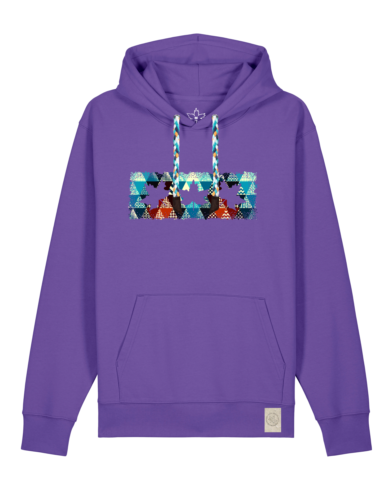 bio-unisex-medium fit-hoodie-t(h)ree leafes drift 7-stsu177-blaukraut-blaue kordel-front