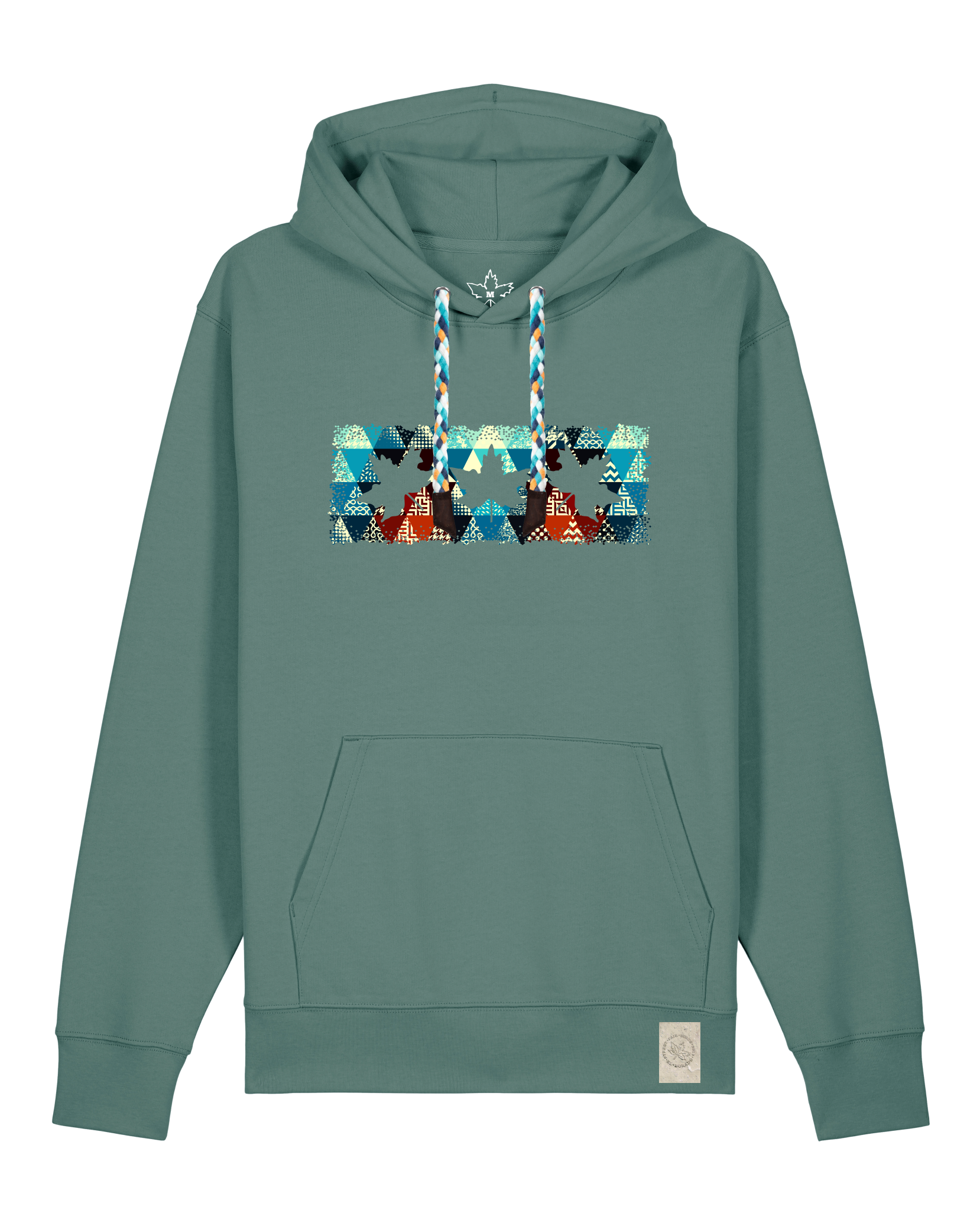 bio-unisex-medium fit-hoodie-t(h)ree leafes drift 7-stsu177-blautanne-blaue kordel-front