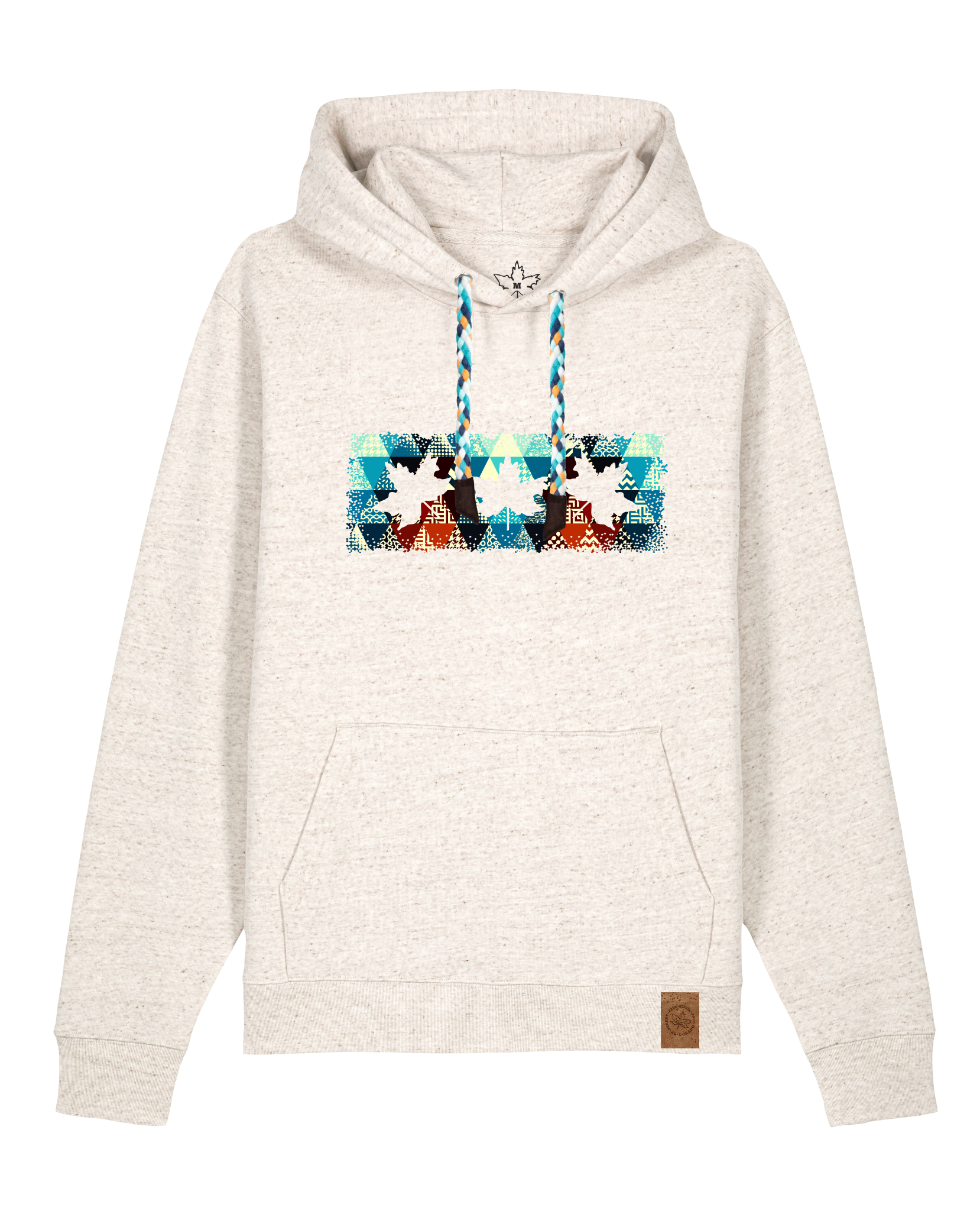 bio-unisex-medium fit-hoodie-t(h)ree leafes drift 7-stsu177-elbsandstein-blaue kordel-front