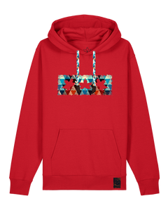 bio-unisex-medium fit-hoodie-t(h)ree leafes drift 7-stsu177-erdbeere-blaue kordel-front