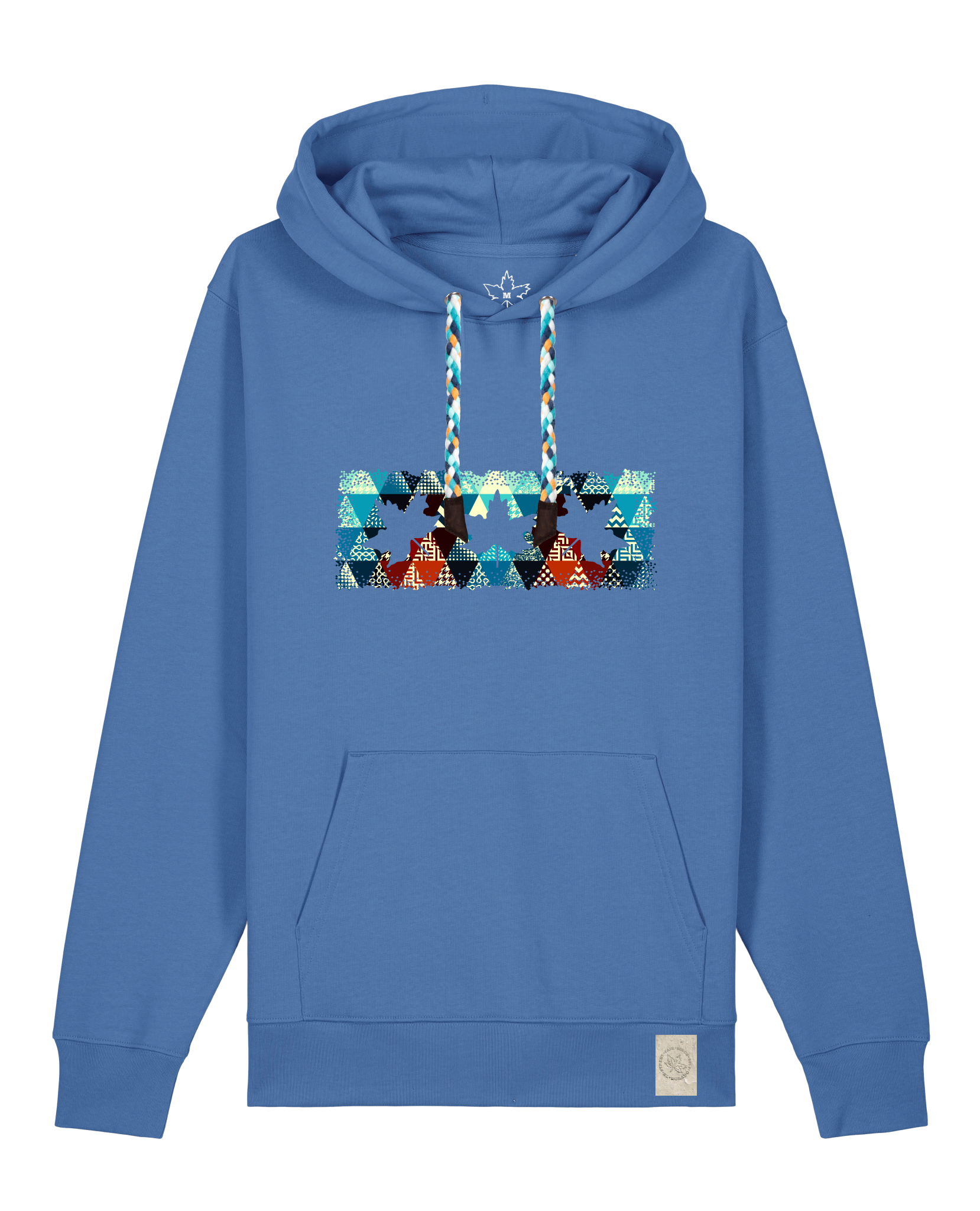bio-unisex-medium fit-hoodie-t(h)ree leafes drift 7-stsu177-hortensie-blaue kordel-front