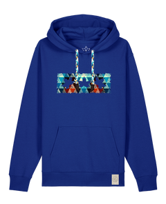 bio-unisex-medium fit-hoodie-t(h)ree leafes drift 7-stsu177-kornblume-blaue kordel-front