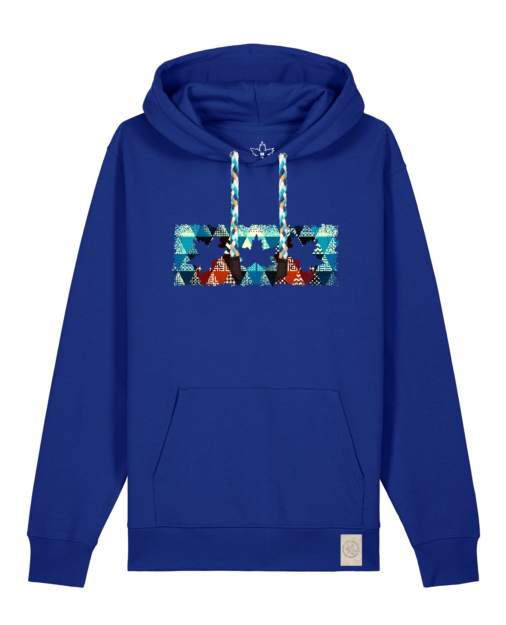 bio-unisex-medium fit-hoodie-t(h)ree leafes drift 7-stsu177-kornblume-blaue kordel-front