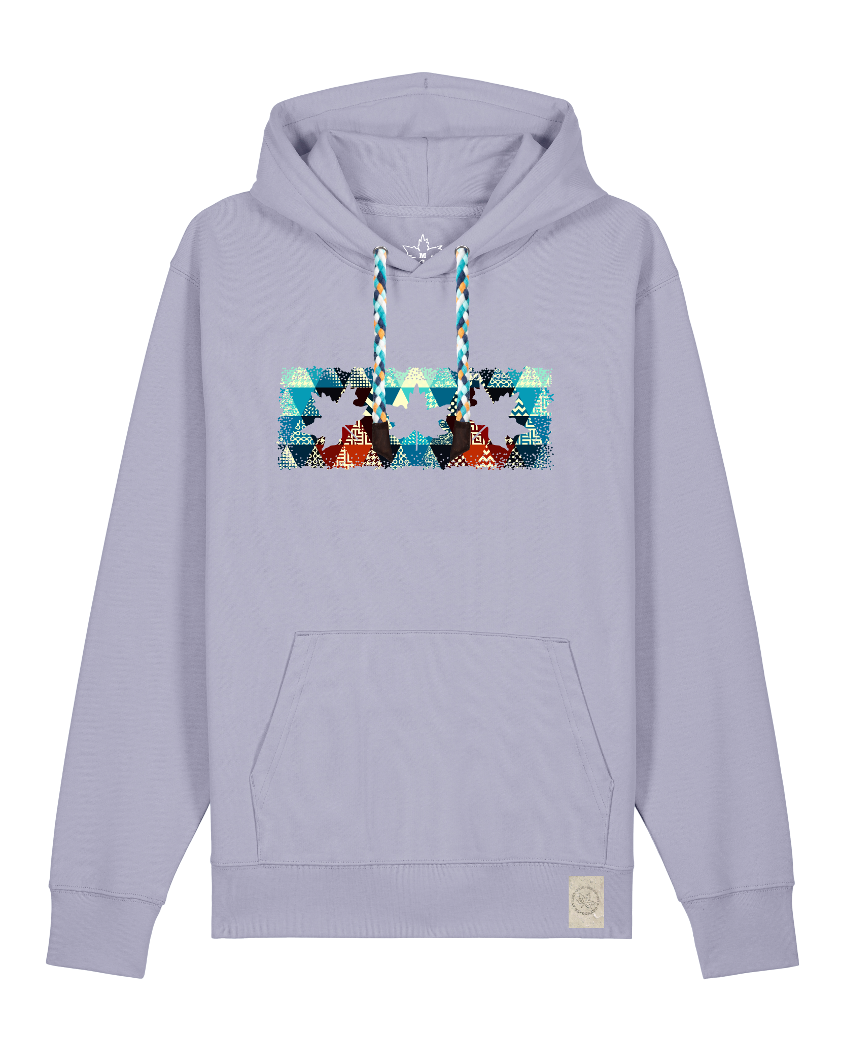 bio-unisex-medium fit-hoodie-t(h)ree leafes drift 7-stsu177-lavender-blaue kordel-front