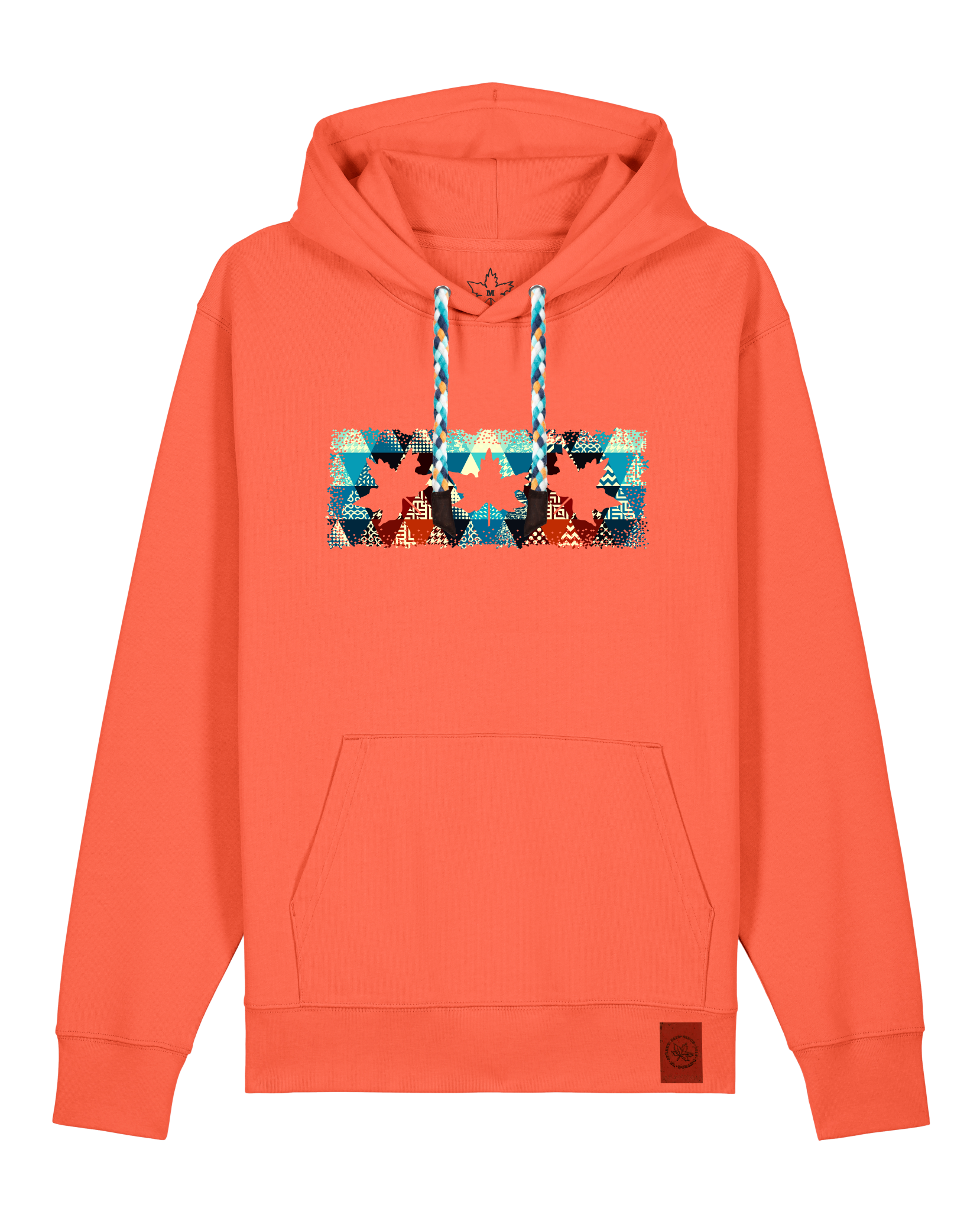 bio-unisex-medium fit-hoodie-t(h)ree leafes drift 7-stsu177-mandarine-blaue kordel-front