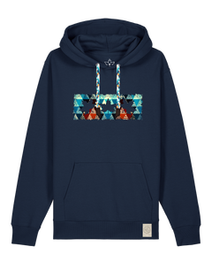 bio-unisex-medium fit-hoodie-t(h)ree leafes drift 7-stsu177-marine-blaue kordel-front