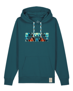 bio-unisex-medium fit-hoodie-t(h)ree leafes drift 7-stsu177-nordmanntanne-blaue kordel-front